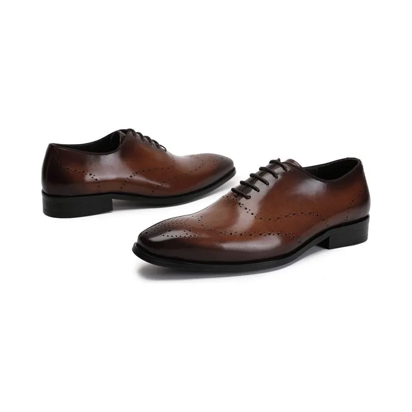 LuxeWing Exotic Cow Leather Brogue Shoes