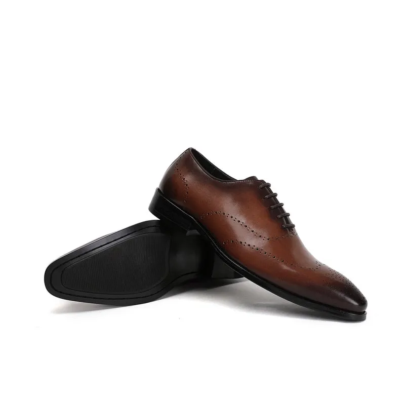 LuxeWing Exotic Cow Leather Brogue Shoes