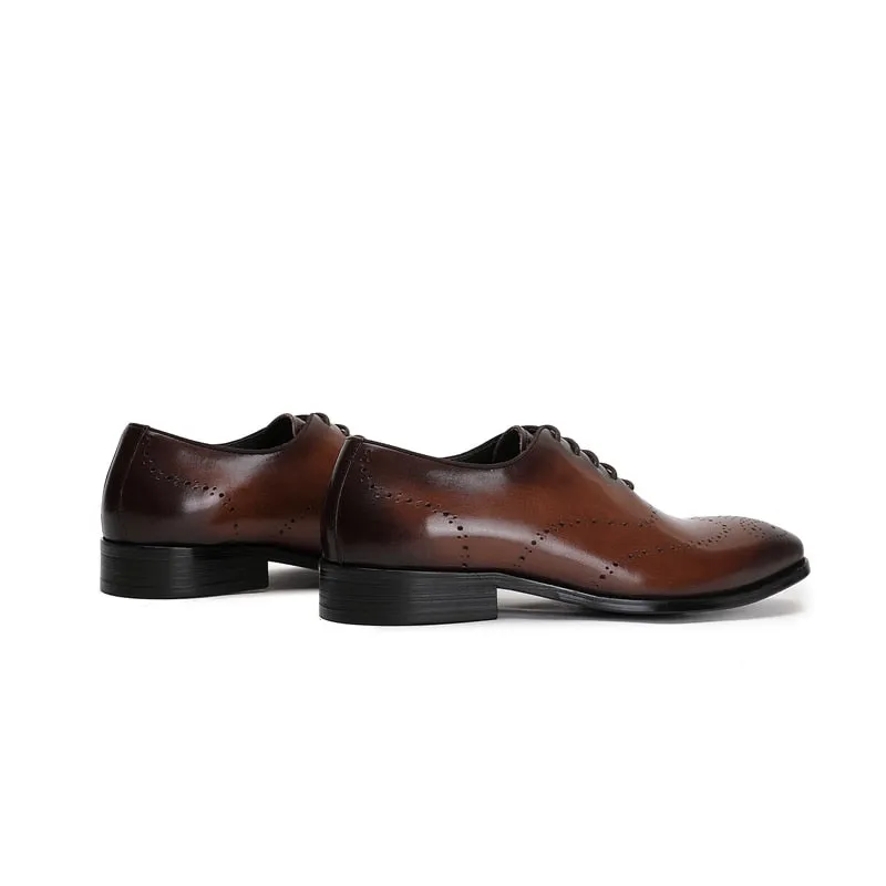 LuxeWing Exotic Cow Leather Brogue Shoes