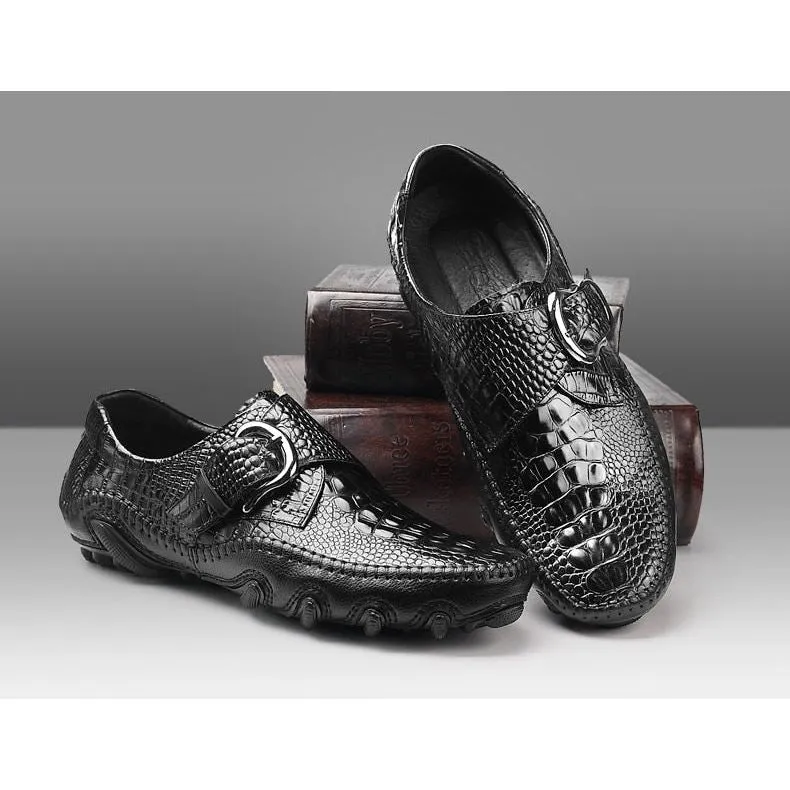 Luxury Alligator Texture Penny Loafers