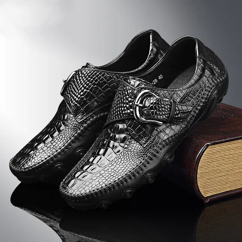 Luxury Alligator Texture Penny Loafers