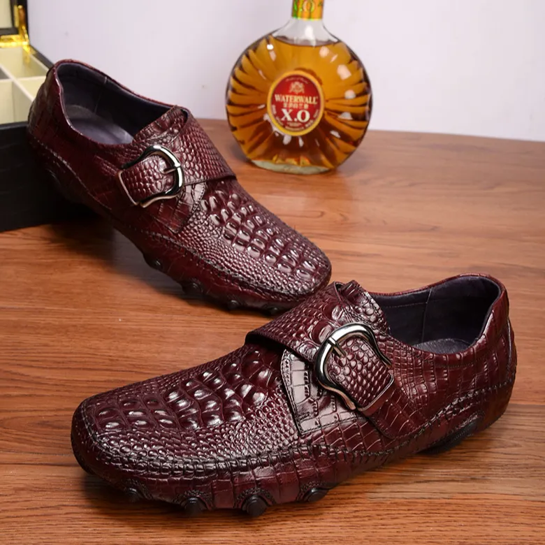 Luxury Alligator Texture Penny Loafers