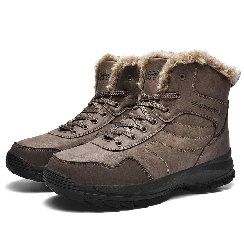 Man's winter thermal plush villi platform high top boots