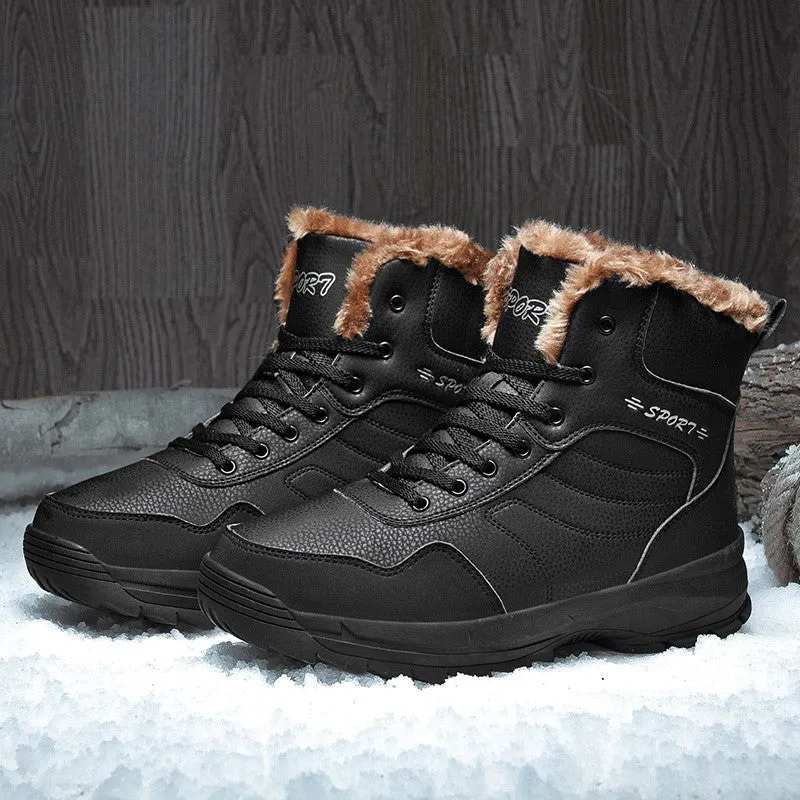 Man's winter thermal plush villi platform high top boots