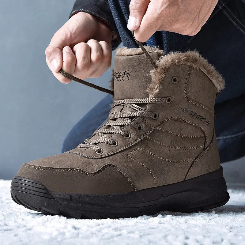 Man's winter thermal plush villi platform high top boots