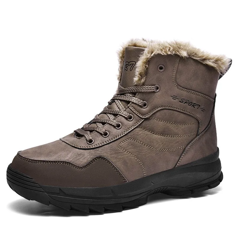 Man's winter thermal plush villi platform high top boots