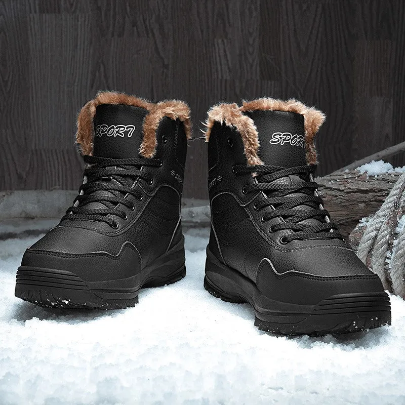 Man's winter thermal plush villi platform high top boots