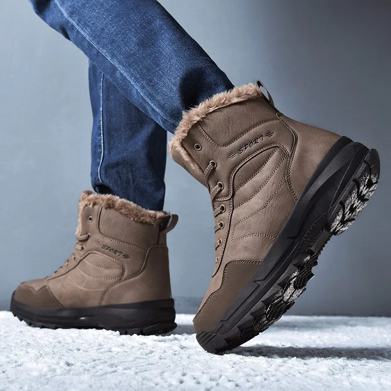 Man's winter thermal plush villi platform high top boots