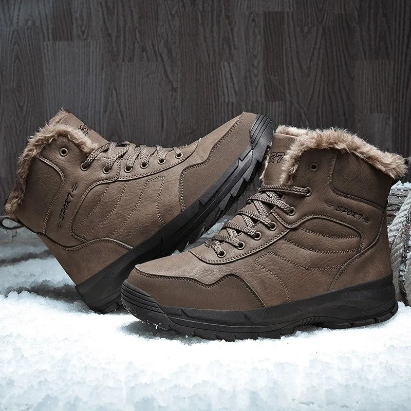 Man's winter thermal plush villi platform high top boots