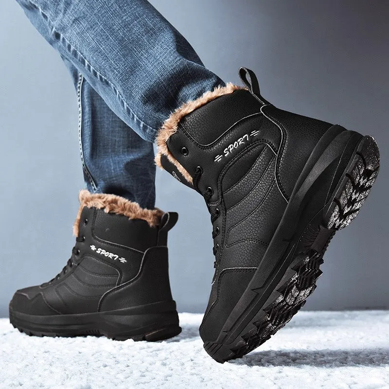 Man's winter thermal plush villi platform high top boots