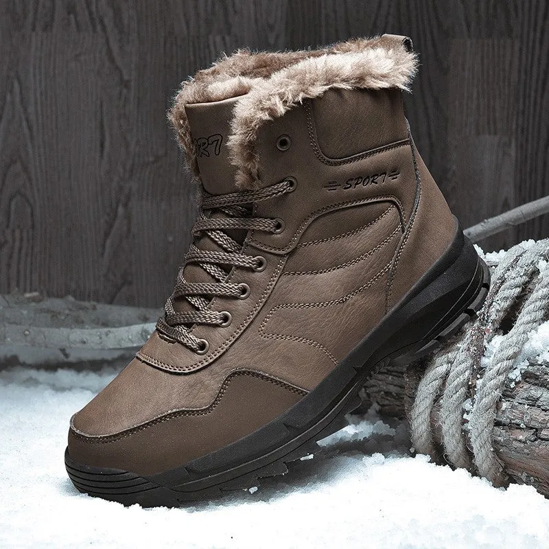 Man's winter thermal plush villi platform high top boots