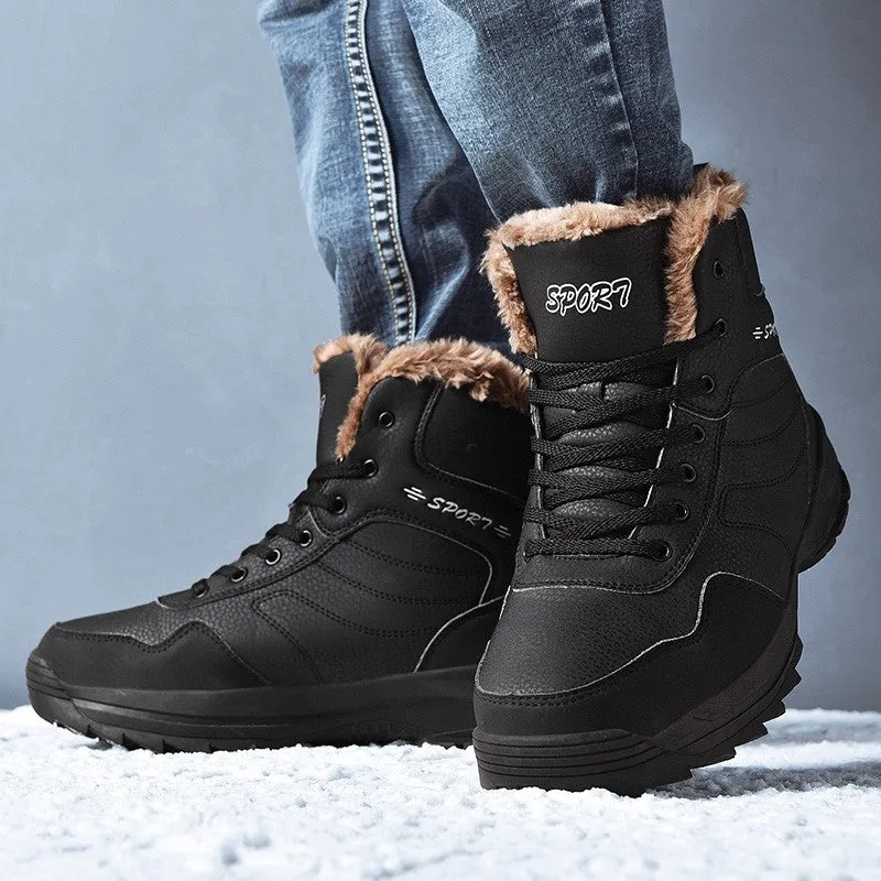 Man's winter thermal plush villi platform high top boots