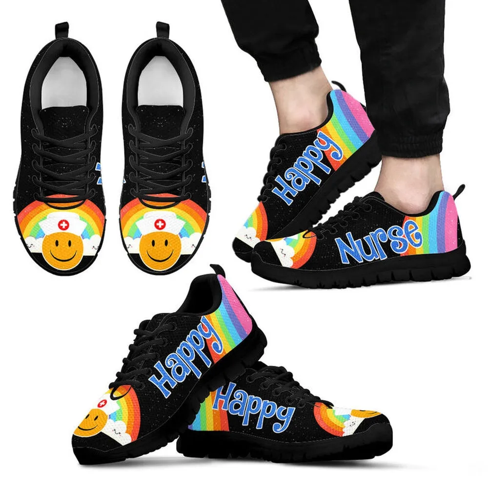 Nurse Sneaker, Nurse Happy Black Sneakers Shoes, Best Shoes For Nurses