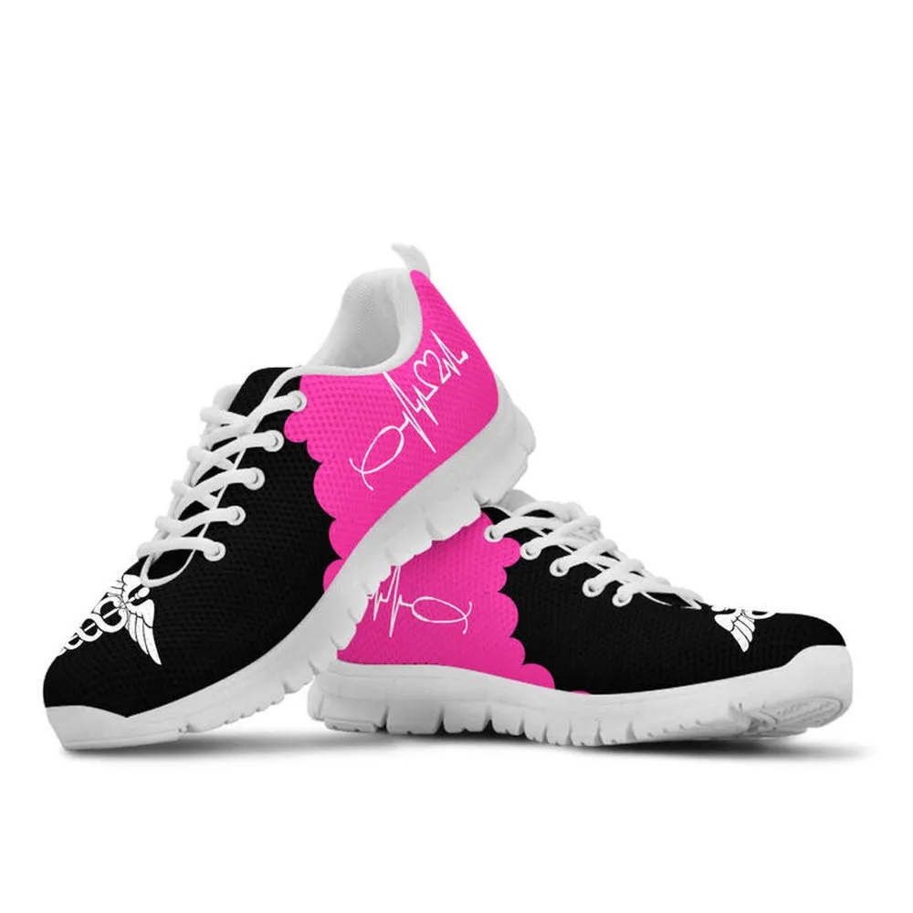 Nurse Sneaker, Nurse Pink Black Sneakers Shoes, Best Shoes For Nurses