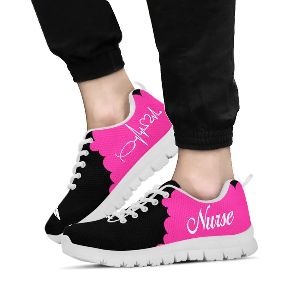 Nurse Sneaker, Nurse Pink Black Sneakers Shoes, Best Shoes For Nurses