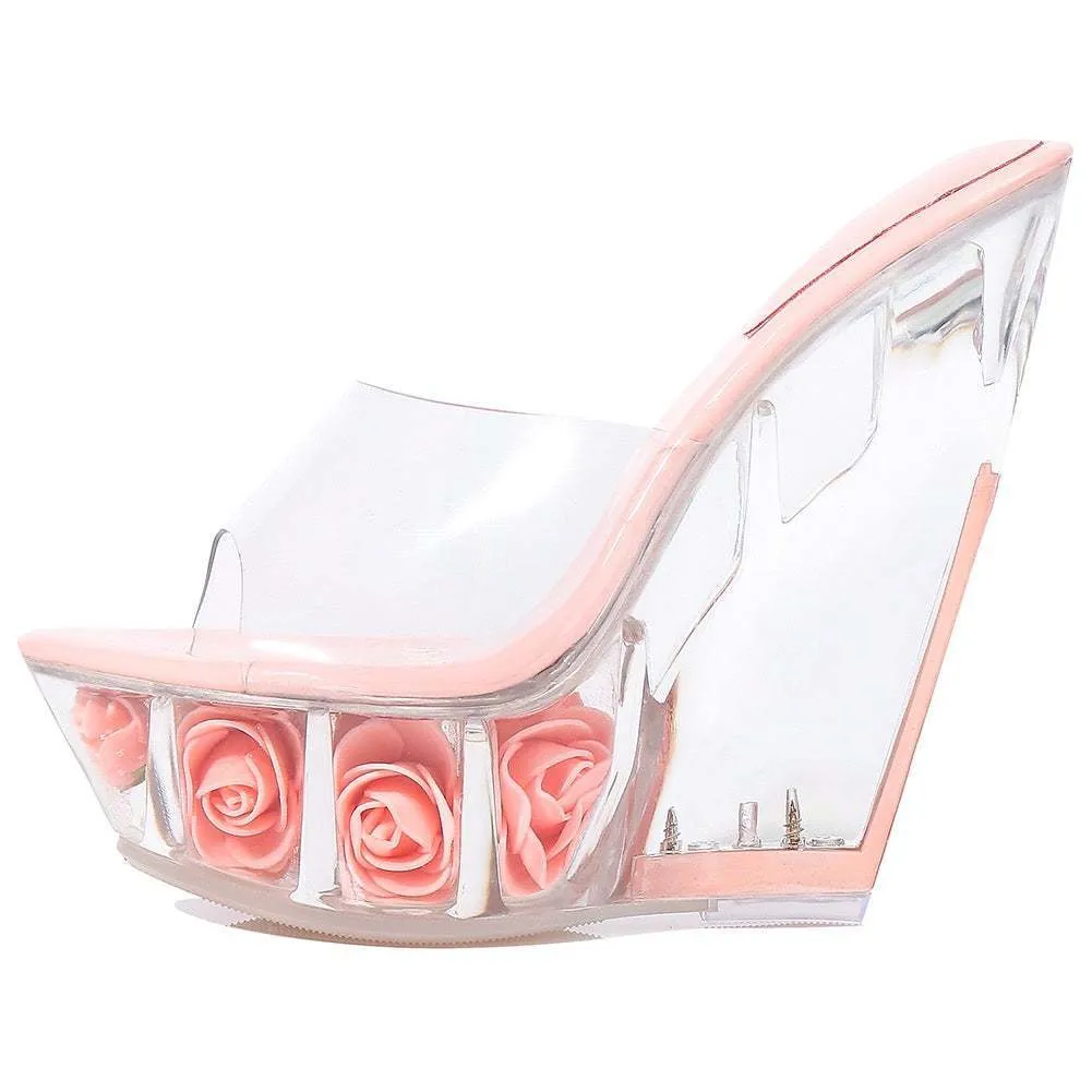 PINK CRYSTAL PLATFORM HIGH HEELS