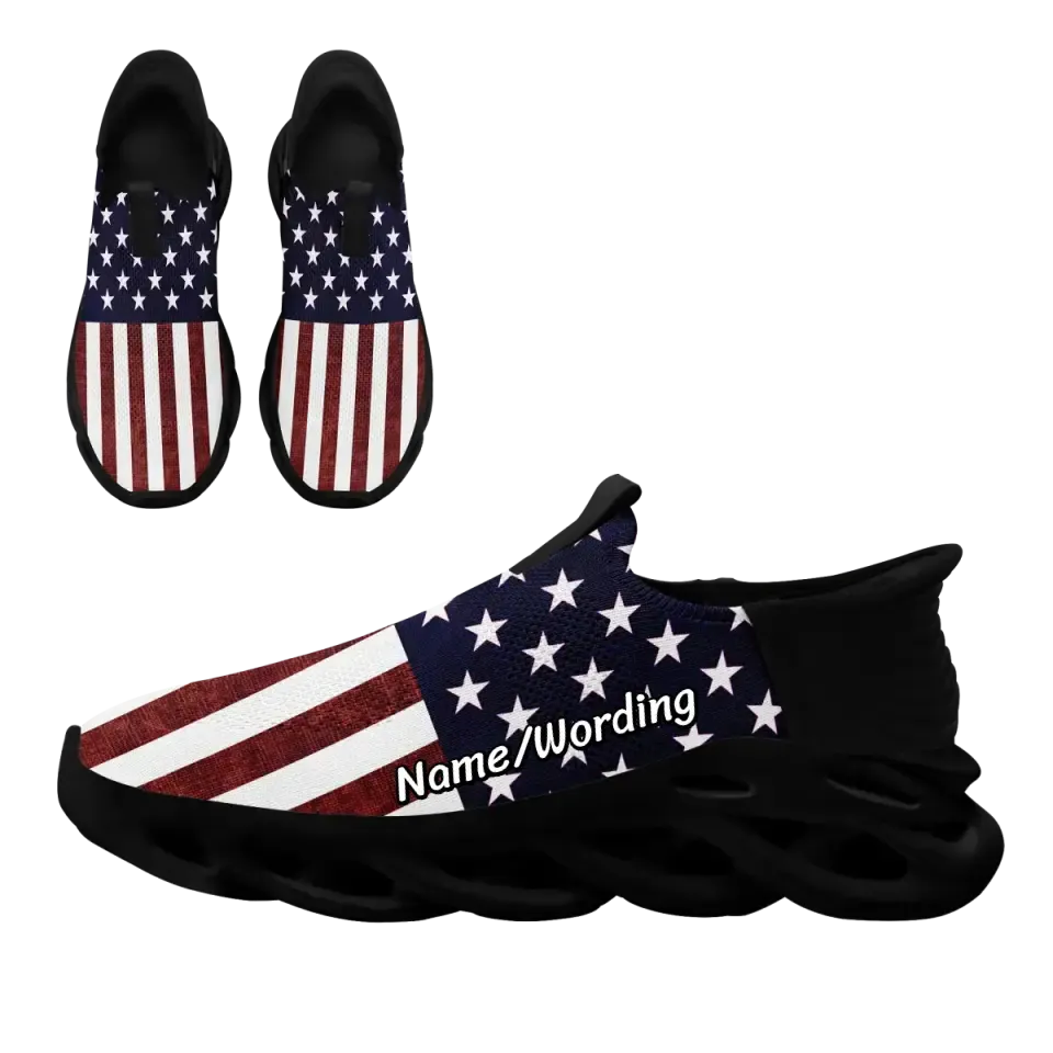 Professional thank you gifts, Customized Business Gifts Personalized America Flag Sneaker, Custom Patriotic Shoes, Flyknit Slip on shoes,Running and Walking shoes,FN-006-23020088