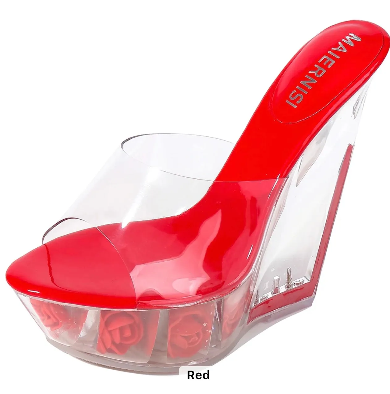 RED CRYSTAL PLATFORM HIGH HEELS