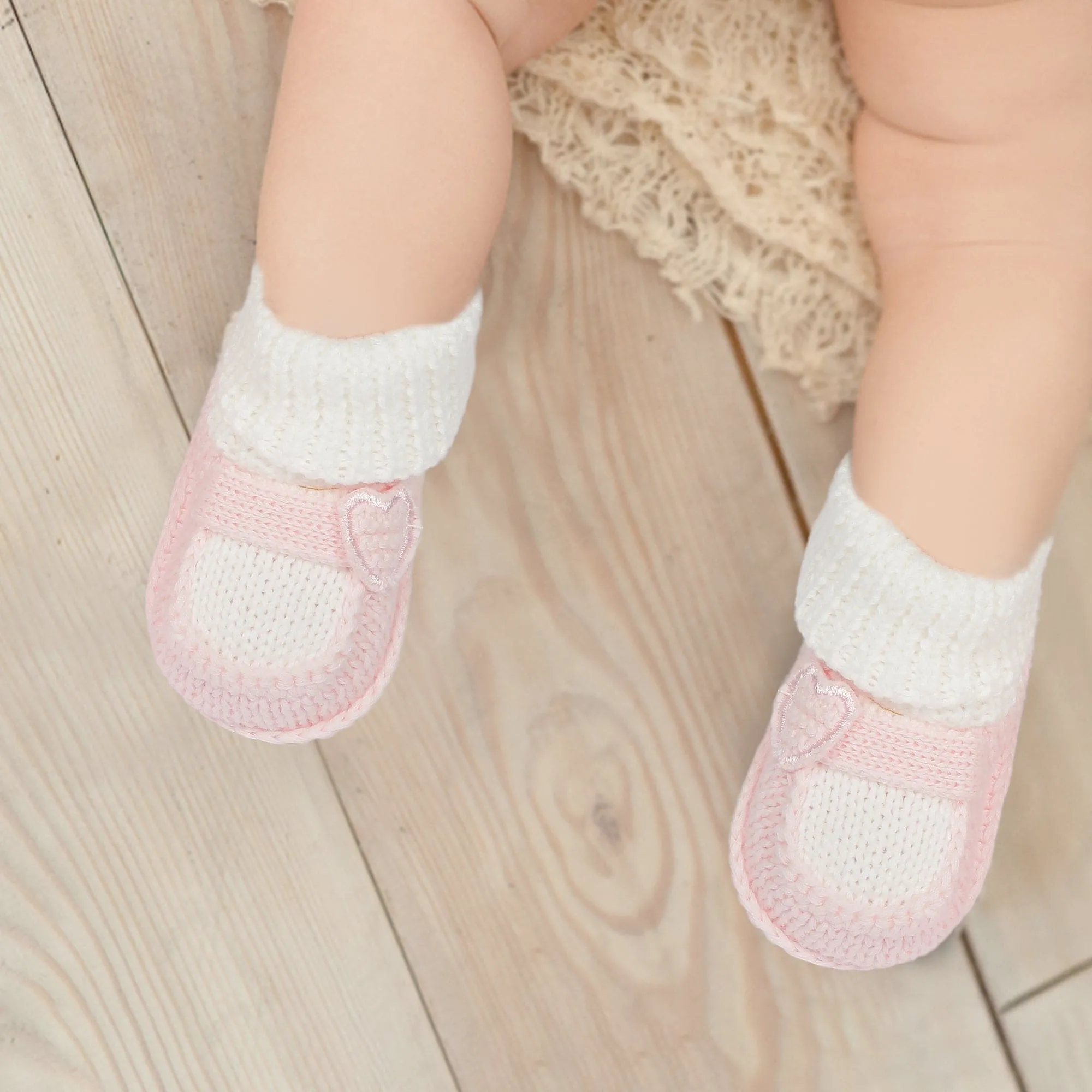 Sweetheart Newborn Crochet Socks Booties - Pink