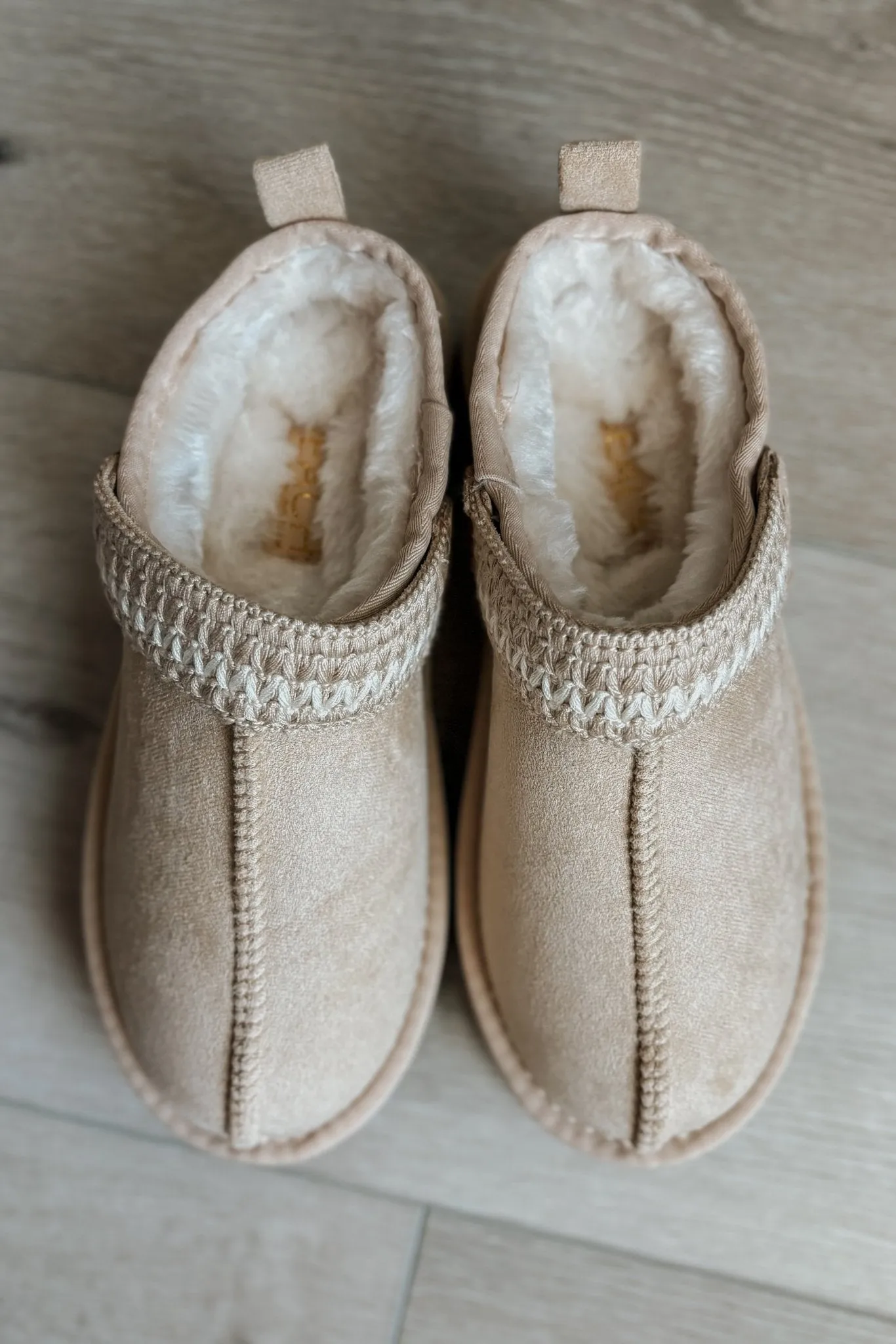 Women's Shearling Platform Slip On Boots | Vegan | Natural Beige